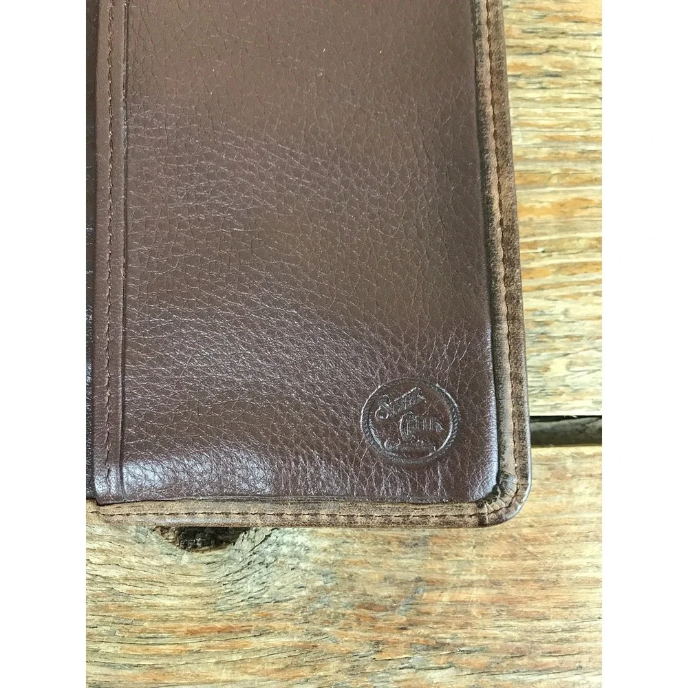 Silver Creek Concho Brown Leather Checkbook Wallet Western